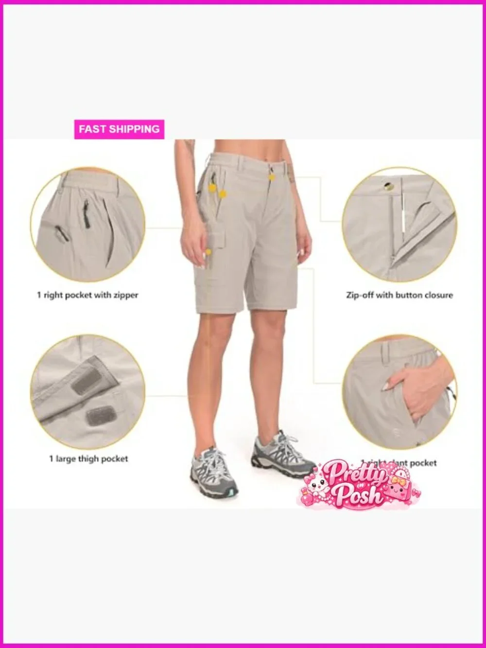 Stretch Convertible Zip-Off Quick Dry Hiking Pants Nylon Elastane